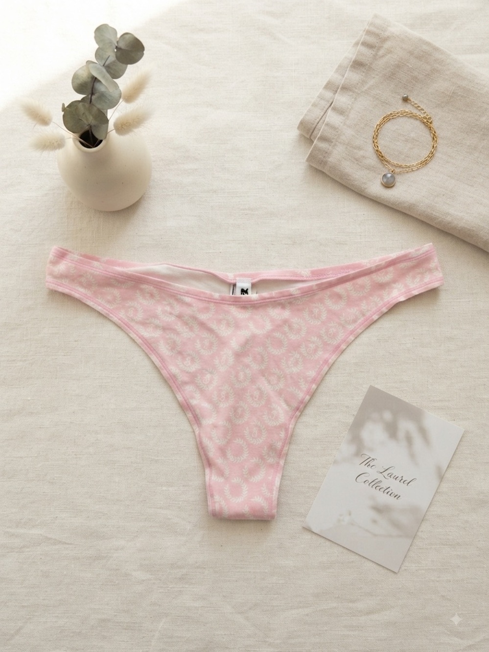 PINK Victoria's Secret Light Pink Floral-Print Cotton Thong